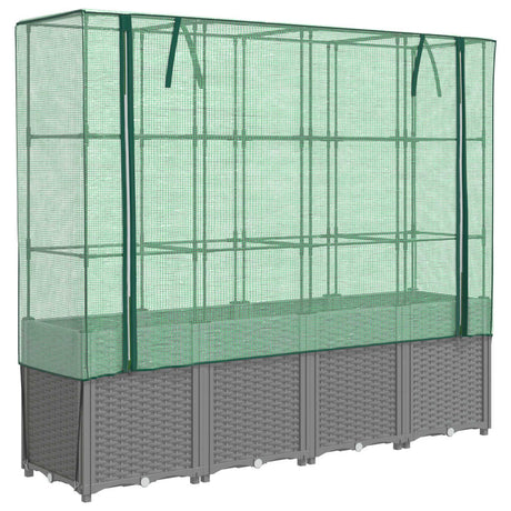 VidaXL jardinière surélevée avec couverture de serre 160x40x153 cm aspect rotin
