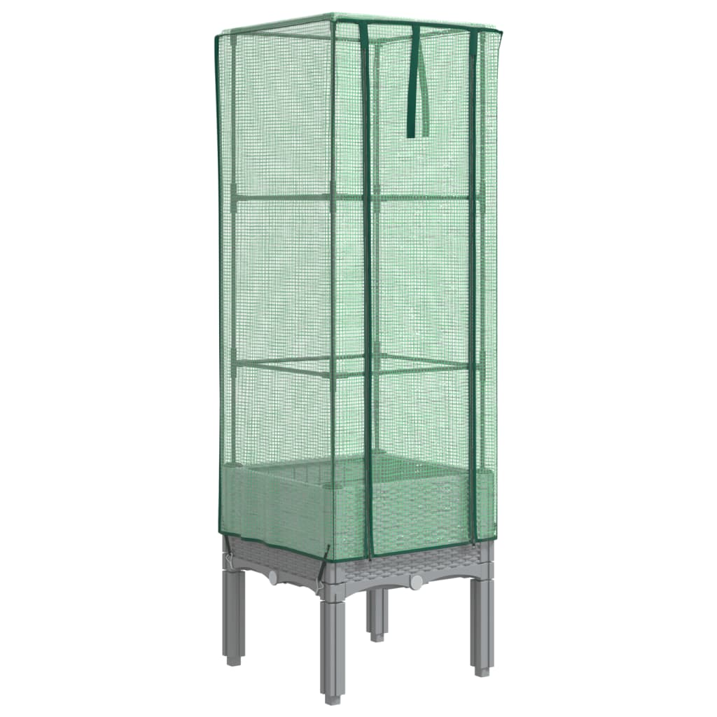 Vidaxx jardinière surélevée avec couverture de serre 40x40x140 cm aspect rotin