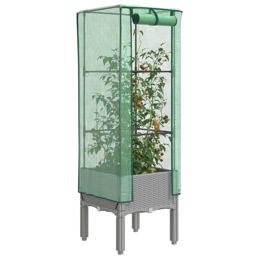 Vidaxx jardinière surélevée avec couverture de serre 40x40x140 cm aspect rotin