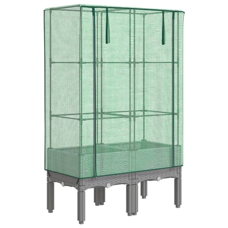 VidaXL jardinière surélevée avec couverture de serre 80x40x140 cm aspect rotin