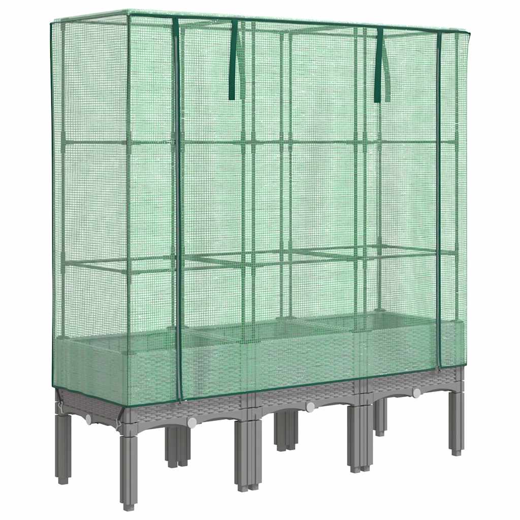 Vidaxx jardinière surélevée avec couverture de serre 120x40x140 cm aspect rotin