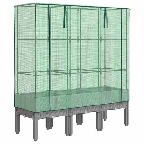 Vidaxx jardinière surélevée avec couverture de serre 120x40x140 cm aspect rotin