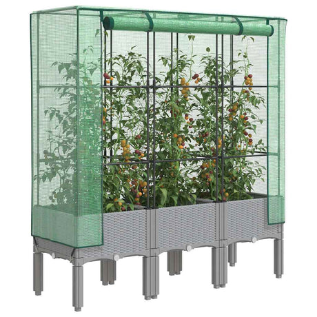 Vidaxx jardinière surélevée avec couverture de serre 120x40x140 cm aspect rotin