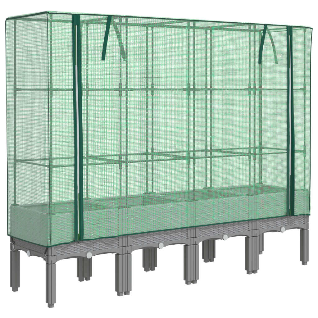 Vidaxx jardinière surélevée avec couverture de serre 160x40x140 cm aspect rotin