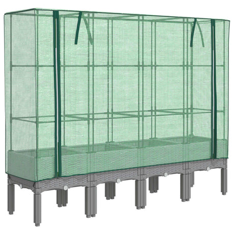 Vidaxx jardinière surélevée avec couverture de serre 160x40x140 cm aspect rotin