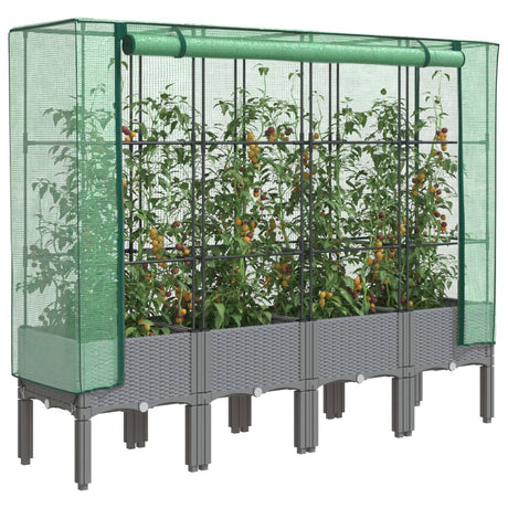 Vidaxx jardinière surélevée avec couverture de serre 160x40x140 cm aspect rotin