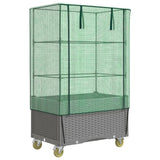 Vidaxx jardinière surélevée avec couvercle et roulettes 80x50x182 cm aspect rotin