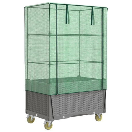 Vidaxx jardinière surélevée avec couvercle et roulettes 80x50x182 cm aspect rotin