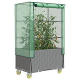 Vidaxx jardinière surélevée avec couvercle et roulettes 80x50x182 cm aspect rotin