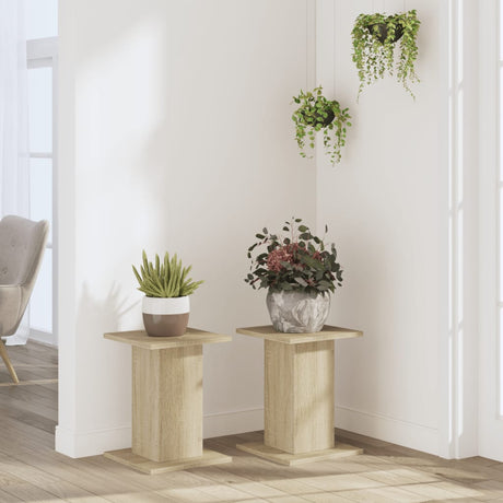 VidaXL Supports pour plantes 2 pcs 30x30x40 cm bois d'ingénierie chêne sonoma