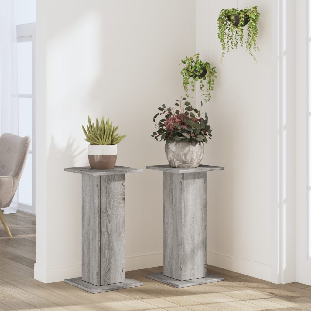 VidaXL supports pour plantes 2 pcs 30x30x60 cm bois d'ingénierie gris sonoma