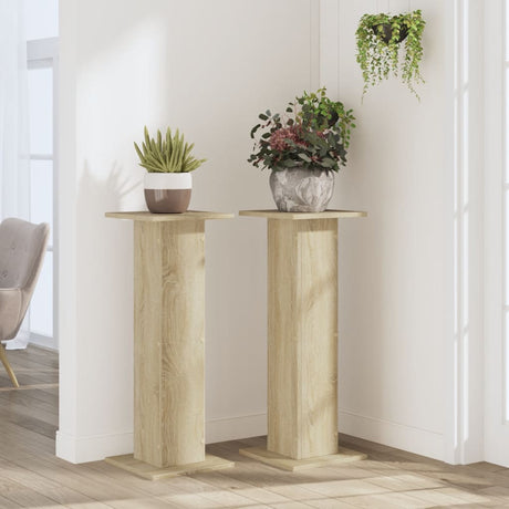 VidaXL supports pour plantes 2 pcs 30x30x80 cm bois d'ingénierie chêne sonoma