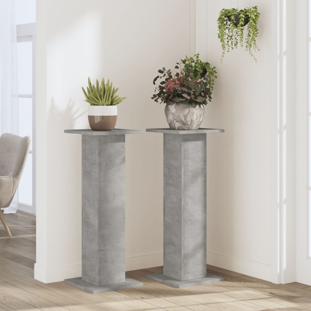 Vidaxx supports pour plantes 2 pcs 30x30x80 cm bois d'ingénierie béton gris