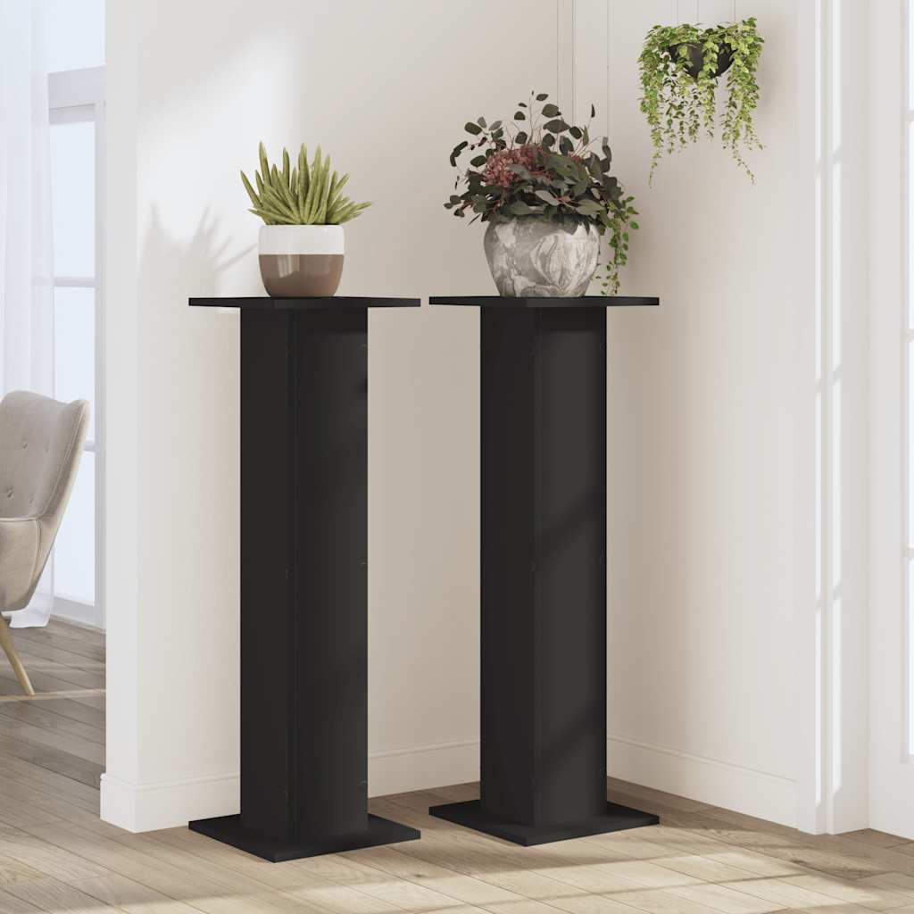 VidaXL Supports pour plantes 2 pcs 30x30x95 cm bois d'ingénierie noir