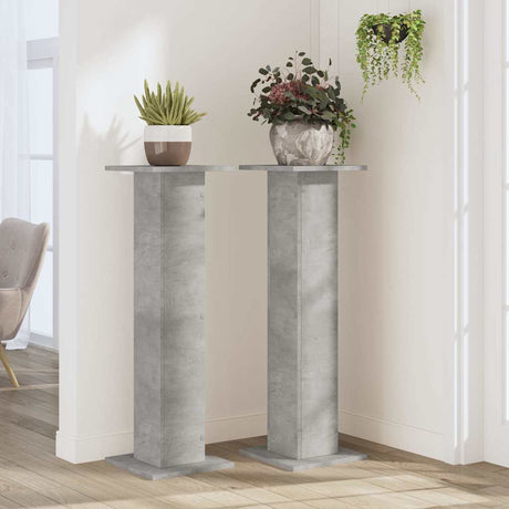 Vidaxx supports pour plantes 2 pcs 30x30x95 cm bois d'ingénierie béton gris