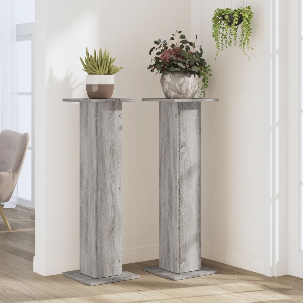 VidaXL Planting stands 2 pcs 30x30x95 cm Processed Wood Gray Sonoma