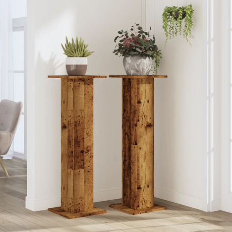 Vidaxxl supports pour plantes 2 pcs 30x30x95 cm bois traité, couleur bois ancien