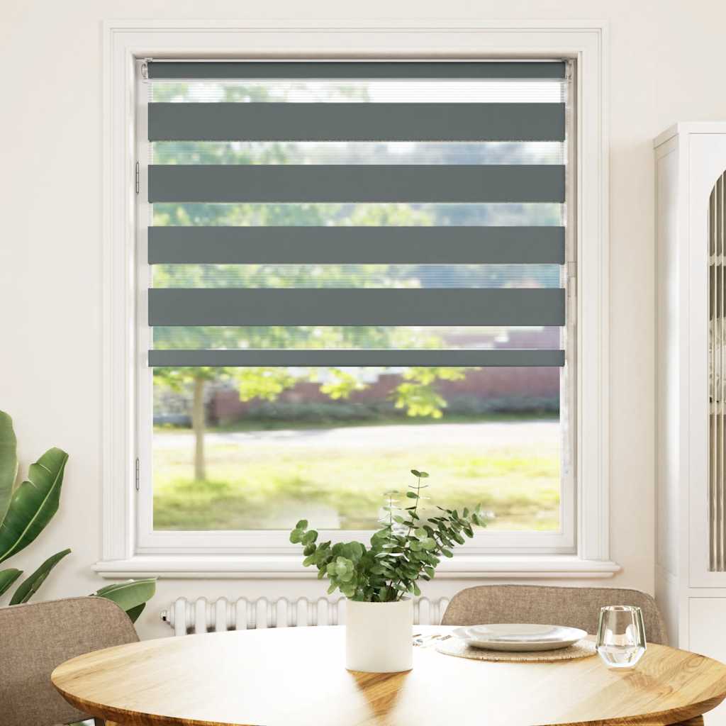 VidaXL store enrouleur zèbre 105x100 cm largeur de tissu 100,9 cm gris foncé
