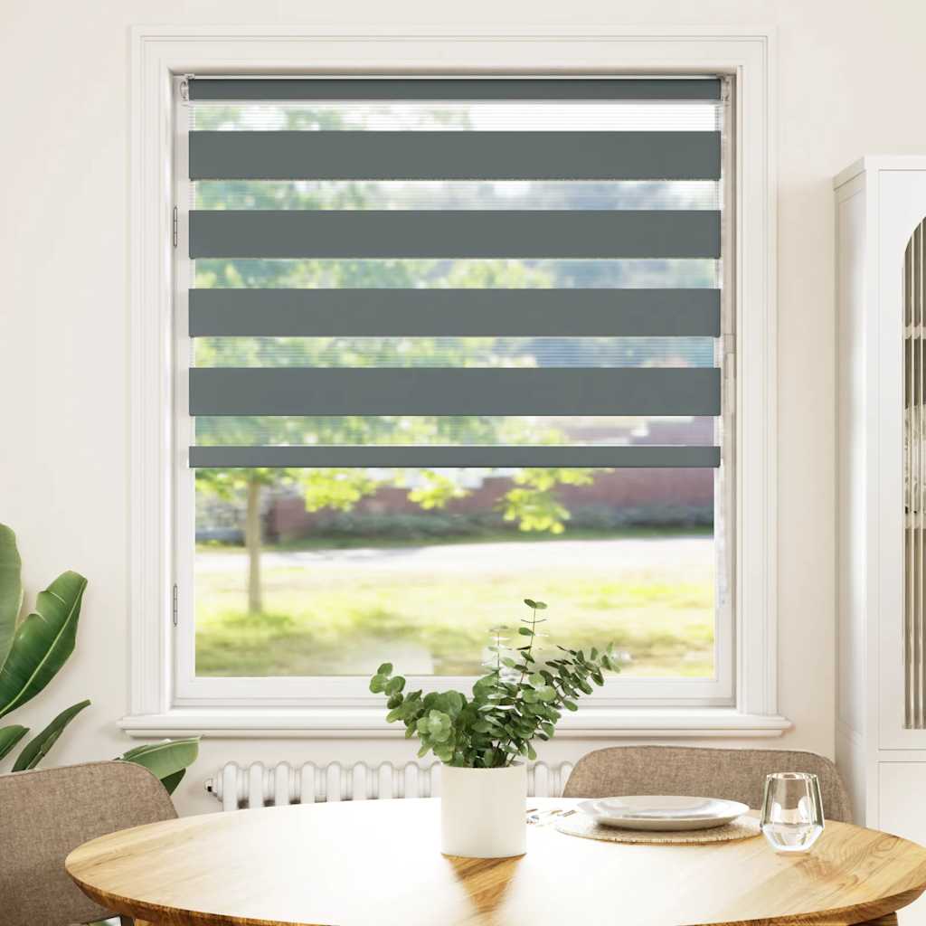 Vidaxl Zebra Roller Blind 115x100 cm Szerokość tkaniny 110,9 cm ciemnoszare