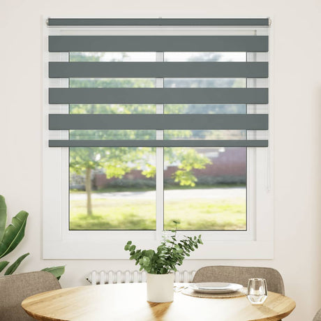 VidaXL store enrouleur zèbre 130x100 cm largeur de tissu 125,9 cm gris foncé