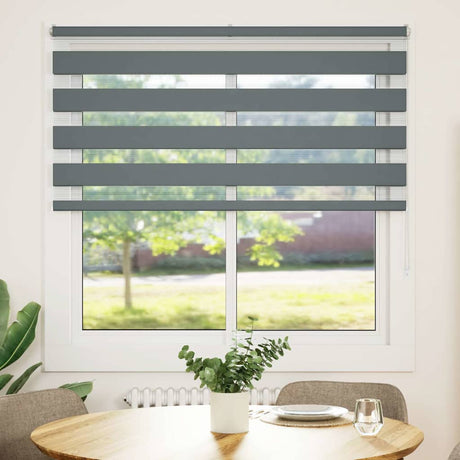 VidaXL store enrouleur zèbre 150x150 cm largeur de tissu 145,9 cm gris foncé