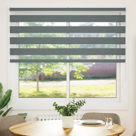 VidaXL store enrouleur zèbre 165x150 cm largeur de tissu 160,9 cm gris foncé