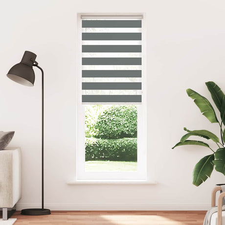 VidaXL store enrouleur zèbre 80x200 cm largeur de tissu 75,9 cm gris foncé