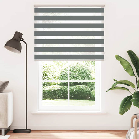 VidaXL store enrouleur zèbre 145x200 cm largeur de tissu 140,9 cm gris foncé