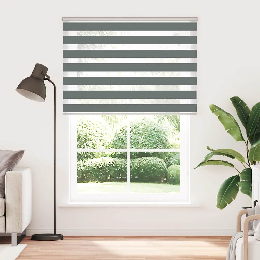 Vidaxl Zebra Roller Blind 155x200 CM Fabric Ancho 150.9 cm de gris oscuro