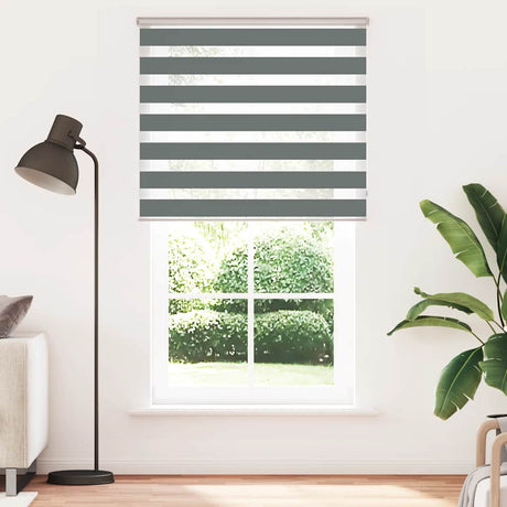 VidaXL store enrouleur zèbre 130x230 cm largeur de tissu 125,9 cm gris foncé