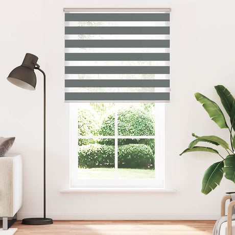 VidaXL store enrouleur zèbre 135x230 cm largeur de tissu 130,9 cm gris foncé