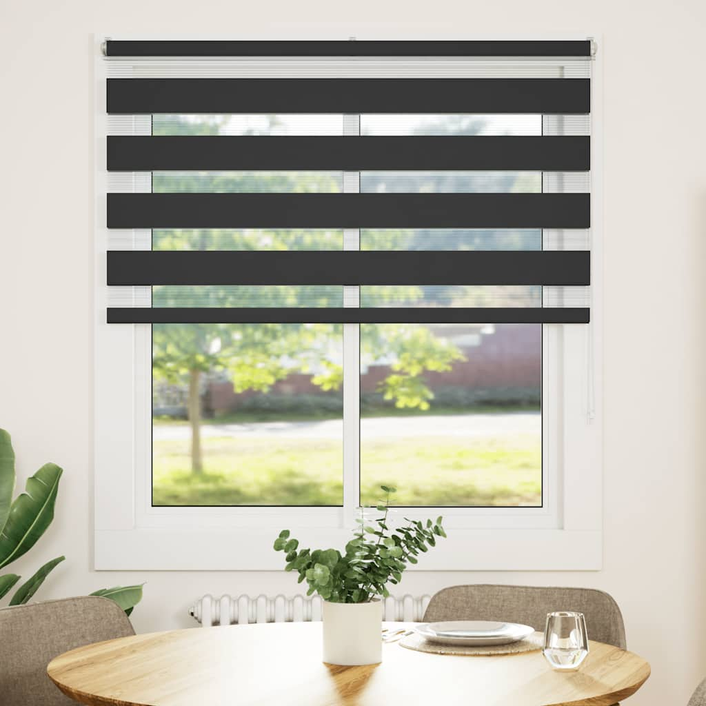 Vidaxl Zebra Roller Blind 125x100 cm Szerokość tkaniny 120,9 cm Czarna