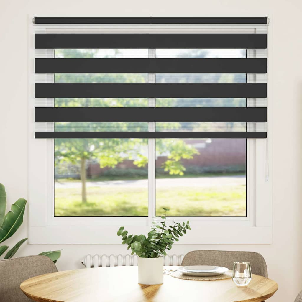 Vidaxl Zebra Roller Blind 145x100 cm Szerokość tkaniny 140,9 cm Czarna