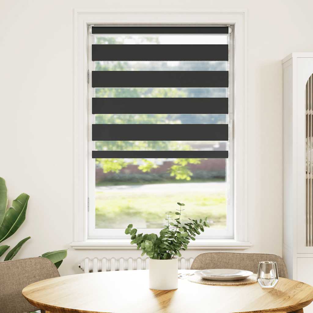 VidaXL store enrouleur zèbre 85x150 cm largeur de tissu 80,9 cm noir