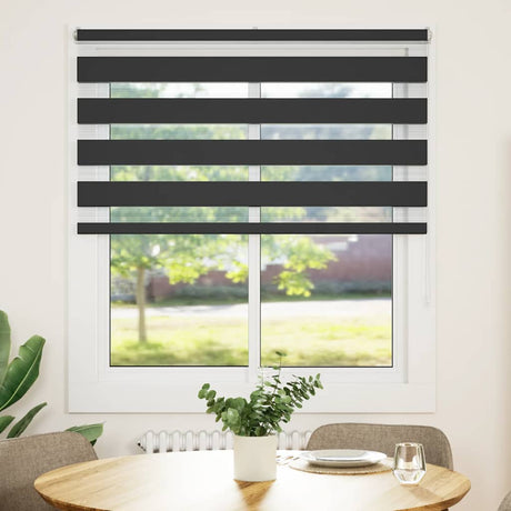 VidaXL store enrouleur zèbre 125x150 cm largeur de tissu 120,9 cm noir