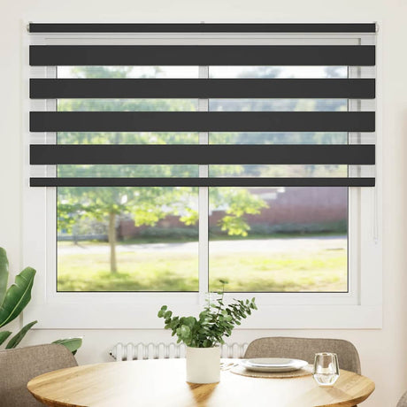 VidaXL store enrouleur zèbre 155x150 cm largeur de tissu 150,9 cm noir