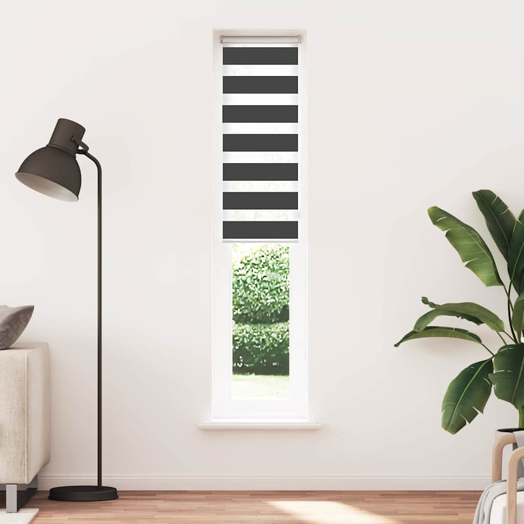 Vidaxl Zebra Roller Blind 40x200 cm Szerokość pyłu 35,9 cm Czarna