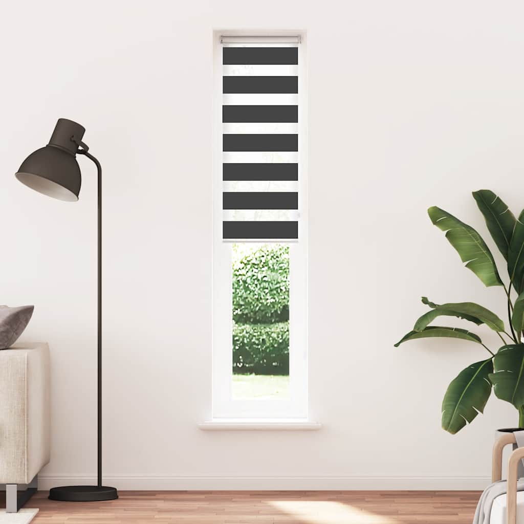 VidaXL store enrouleur zèbre 40x230 cm largeur de tissu 35,9 cm noir