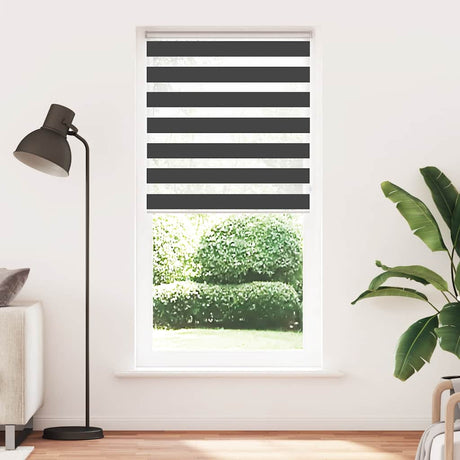 VidaXL store enrouleur zèbre 105x230 cm largeur de tissu 100,9 cm noir