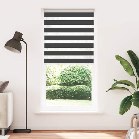 VidaXL store enrouleur zèbre 110x230 cm largeur de tissu 105,9 cm noir