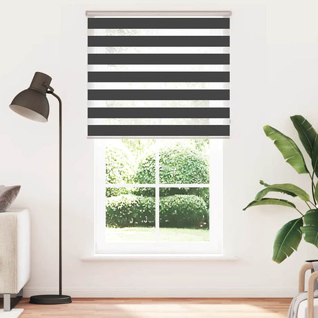 VidaXL store enrouleur zèbre 120x230 cm largeur de tissu 115,9 cm noir