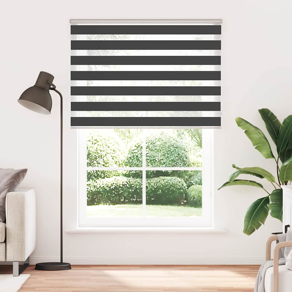 VidaXL store enrouleur zèbre 160x230 cm largeur de tissu 155,9 cm noir