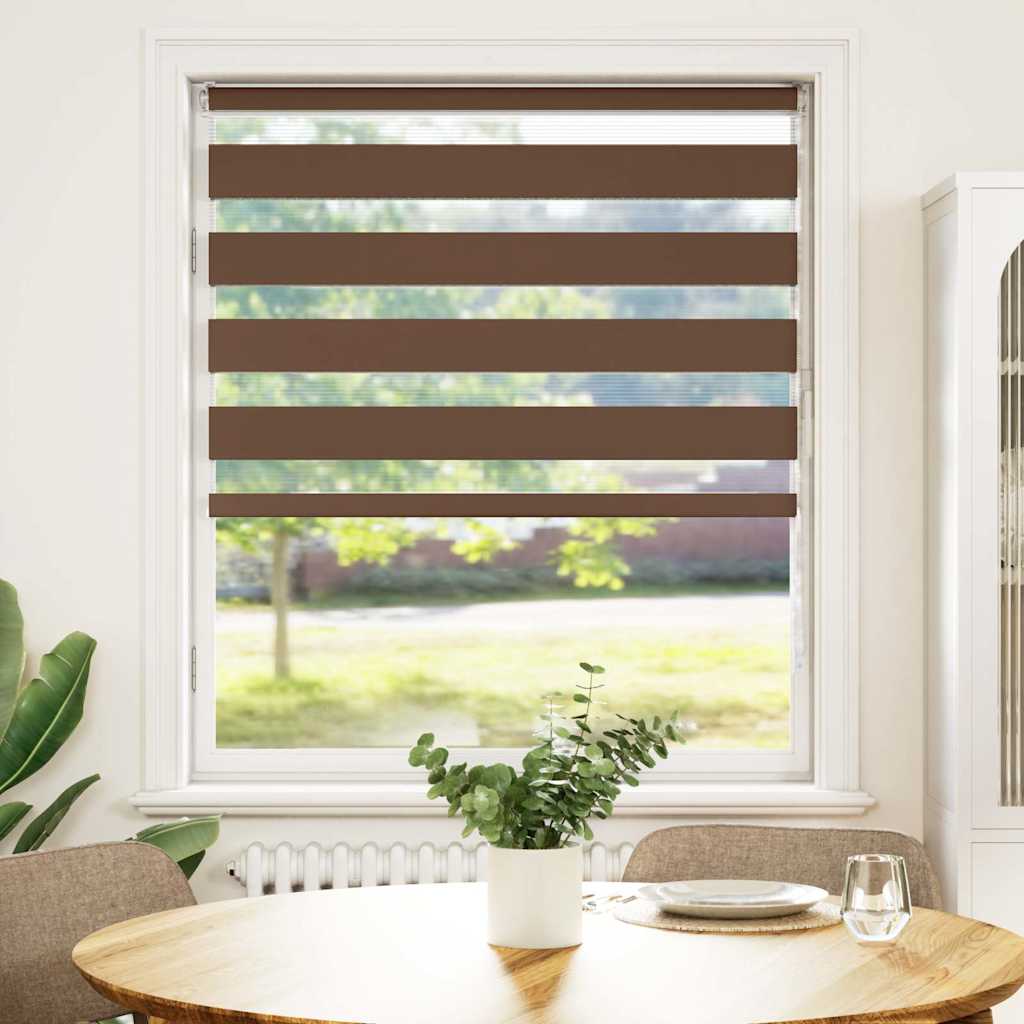 Vidaxl Zebra Roller Blind 110x100 cm Šířka prachu 105,9 cm polyesterová hnědá