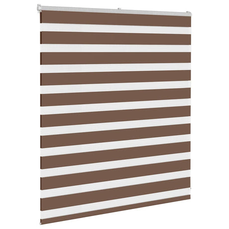 VidaXL store enrouleur zèbre 125x100 cm largeur du tissu 120,9 cm polyester marron