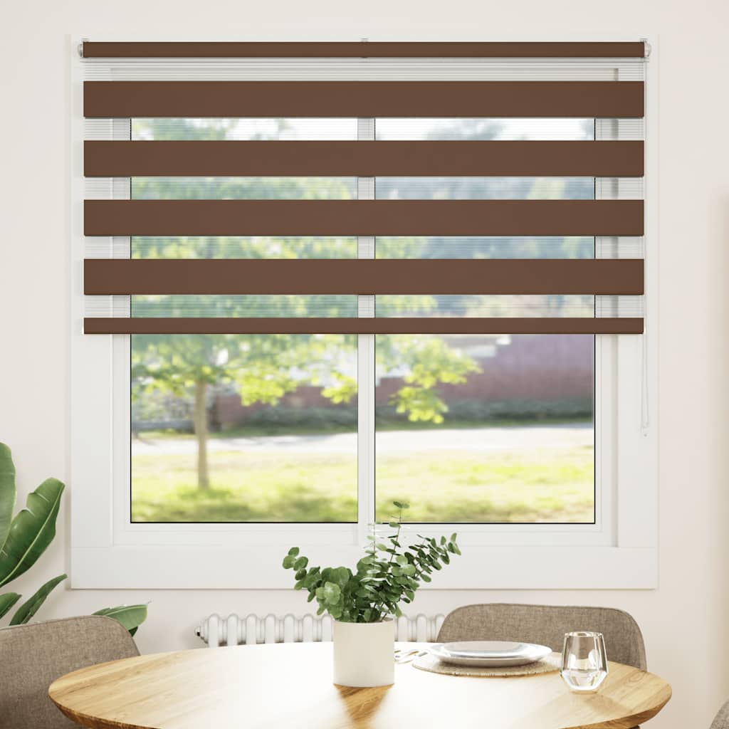 VidaXL store enrouleur zèbre 140x100 cm largeur du tissu 135,9 cm polyester marron