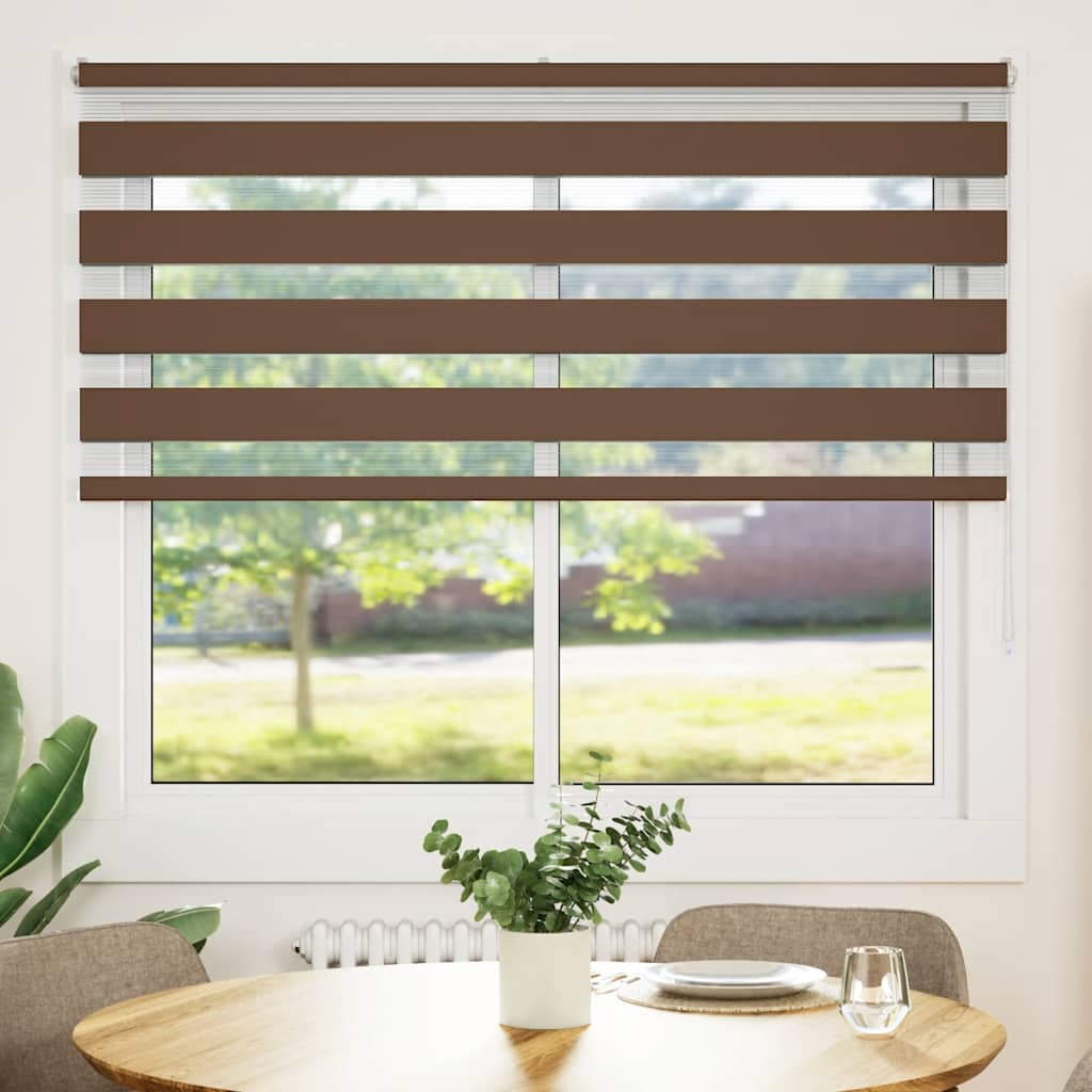 VidaXL store enrouleur zèbre 165x100 cm largeur du tissu 160,9 cm polyester marron