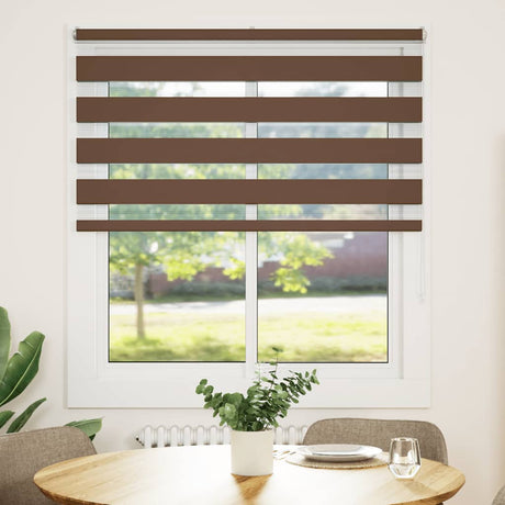 VidaXL store enrouleur zèbre 130x150 cm largeur du tissu 125,9 cm polyester marron