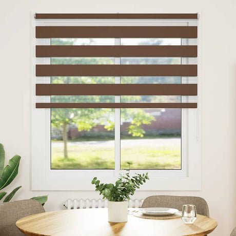 VidaXL store enrouleur zèbre 135x150 cm largeur du tissu 130,9 cm polyester marron