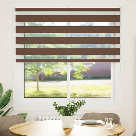 VidaXL store enrouleur zèbre 150x150 cm largeur du tissu 145,9 cm polyester marron