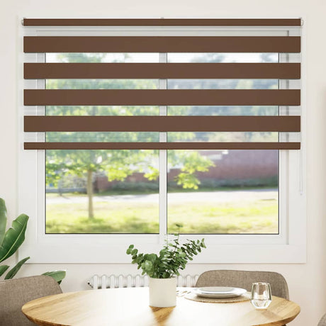 VidaXL store enrouleur zèbre 155x150 cm largeur du tissu 150,9 cm polyester marron